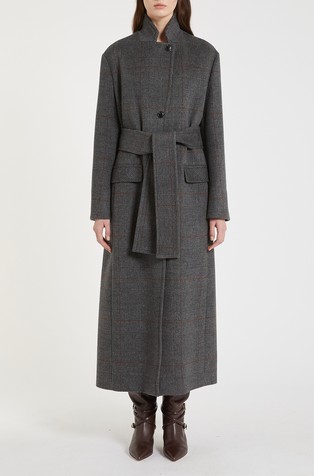 Vuneni kaput s trakom za vezanje