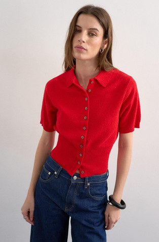 TSKYLIE kardigan kratkih rukava s polo ovratnikom