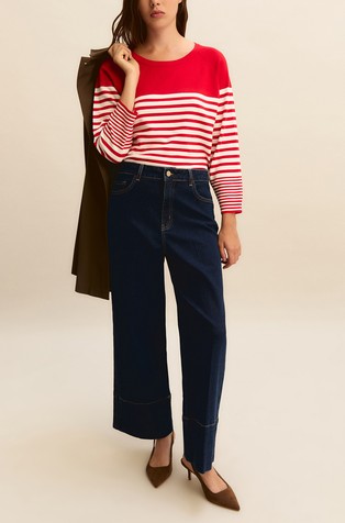 Cropped jeans hlače s visokim strukom