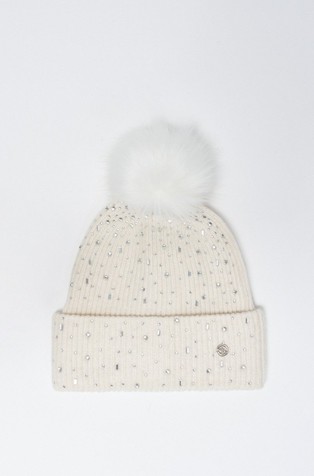 Pletena kapa s ukrasnim kamenčićima