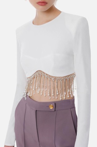 Top od velura s ukrasnim kamenčićima i perlama