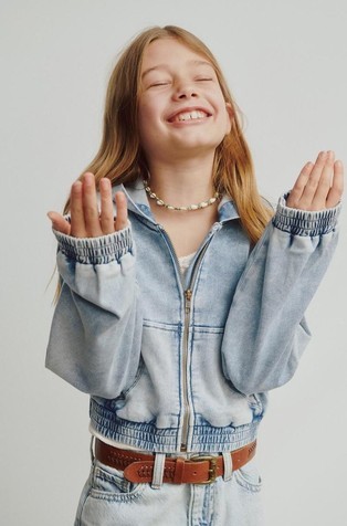 Denim jakna s kapuljačom za djevojčice