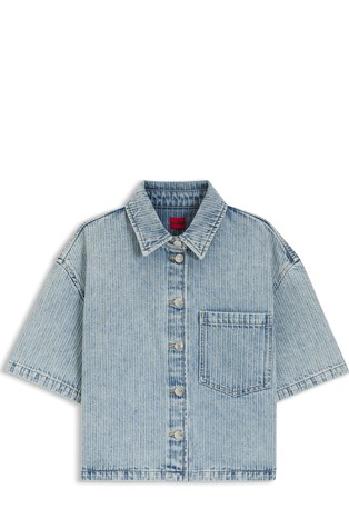 Relaxed fit prugasta denim košulja