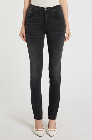 Skinny fit jeans hlače s visokim strukom