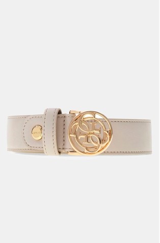Faux-leather belt with logo buckle