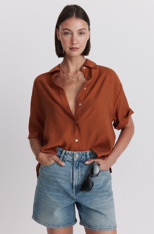 Viscose-blend short sleeve shirt
