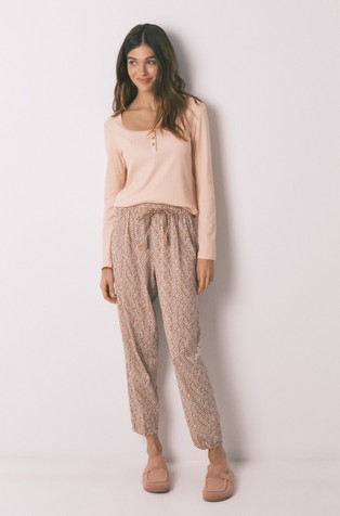 Stretch cotton long pyjamas