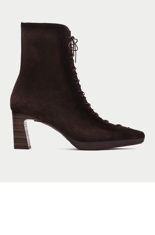 Lace-up suede ankle boots