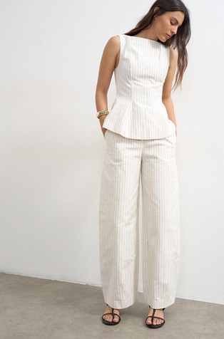 TSPARA barrel fit prugaste pamučne hlače