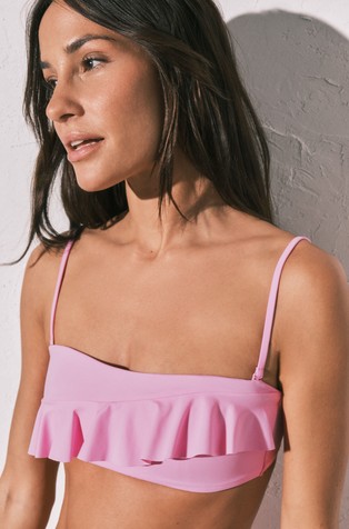 Podstavljen bandeau gornji dio kupaćeg kostima s volanom