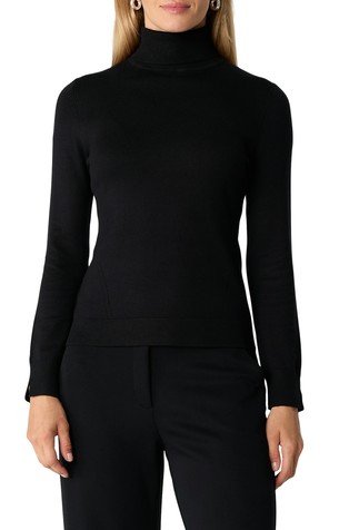 Slim fit pletena dolčevita s prorezom na rukavima