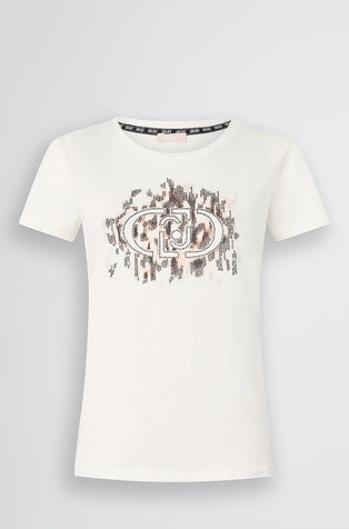T-shirt with logo and gemstones