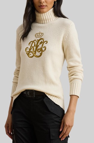 Pletena dolčevita od mješavine vune s izvezenim logotipom