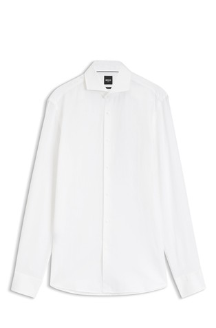 Regular fit linen and cotton shirt