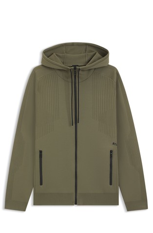 Pulover s kapuljačom i žakard prugama