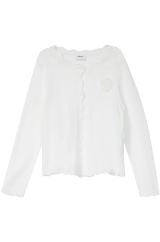 Kardigan s valovitim obrubima i aplikacijom