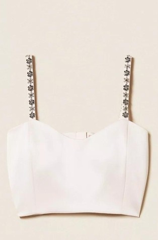Duchesse cropped top with embroidery