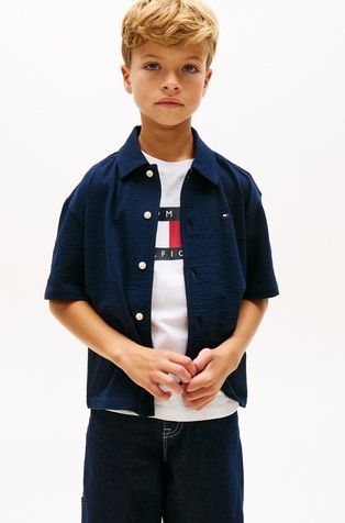 Relaxed Fit Seersucker Jersey Short Sleeve Shirt