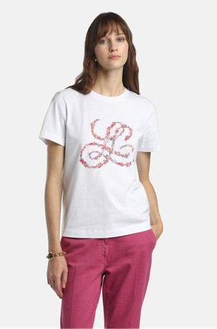 Cotton T-shirt with print and embroidery
