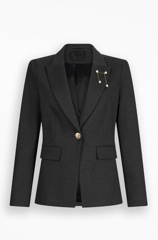 Sako s jednorednim kopčanjem i ukrasnim brošem