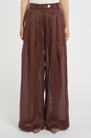 Prozirne hlače od ramije s naborima