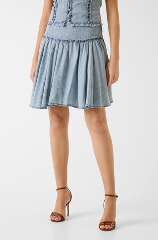 Frilled lyocell midi skirt