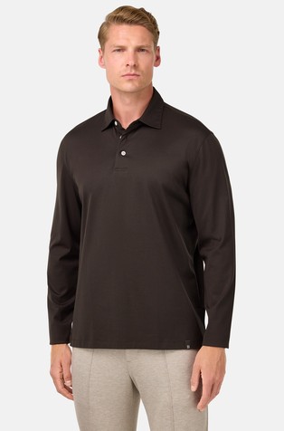 Polo majica dugih rukava od mješavine pamuka i svile