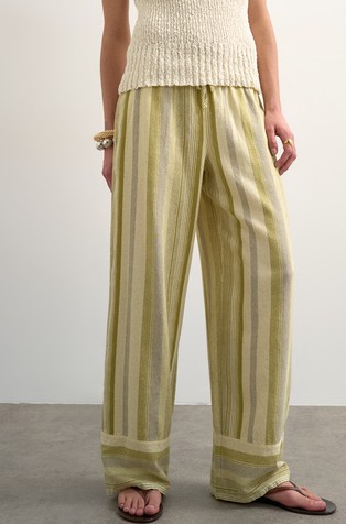 TSPOLLY straight striped trousers in linen and viscose
