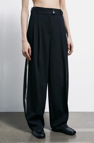 Palazzo pants with satin inserts