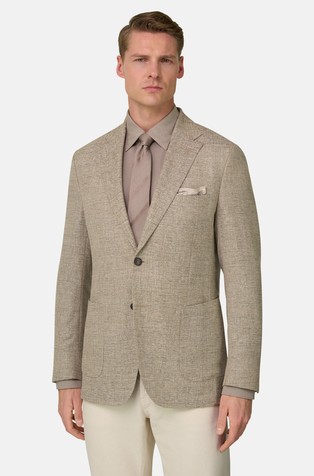 Micro Textured Jacket in Wool and Silk