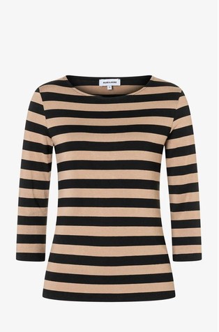Striped 3/4-sleeve T-Shirt in viscose