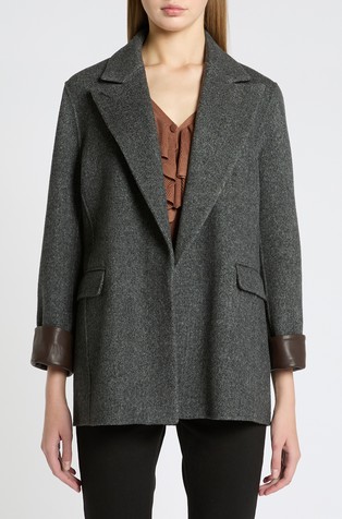 Wool blazer with turn up sleeves