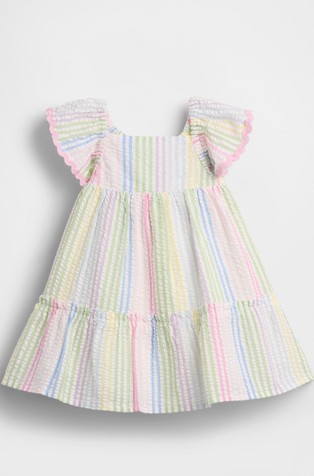 Baby Striped Seersucker Flutter Tank Dress