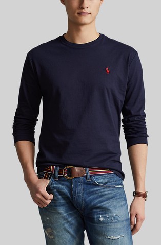 Classic fit pamučna majica dugih rukava