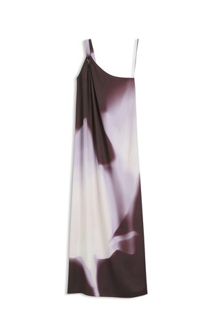 One-shoulder dress with print