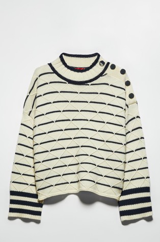 Prugast pleten pulover s dijamantnom teksturom