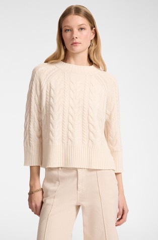 Teksturirano pleten pulover s 3/4 rukavima