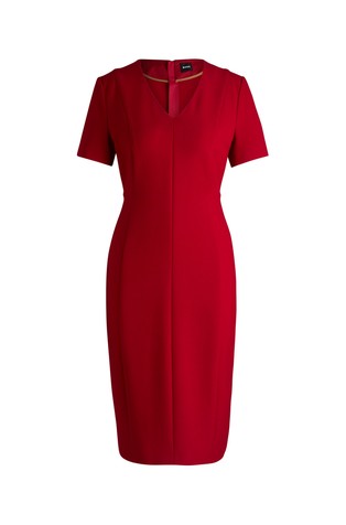 Haljina od mješavine viskoze s V-izrezom i kratkim rukavima