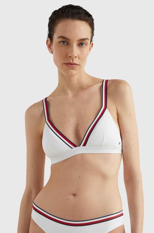 Trokutast nepodstavljen gornji dio kupaćeg kostima s naramenicama u logo bojama