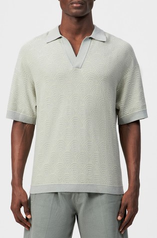 Oversized knit short-sleeved polo in cotton blend
