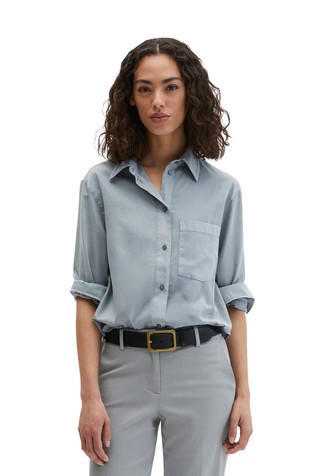 Relaxed cropped blouse in cotton satin