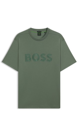 Cotton-jersey T-shirt with structured logo
