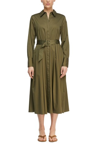 Cotton satin shirt dress with belt
