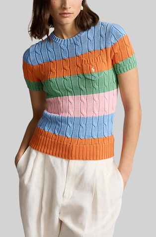 Prugast pleten pulover kratkih rukava