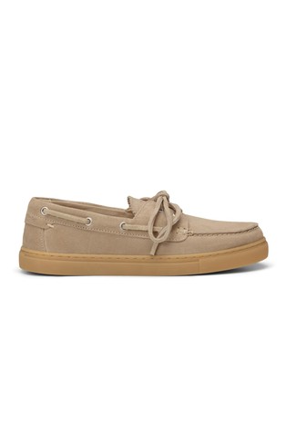 Suede boat shoe with laces
