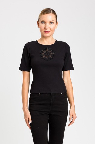 Majica kratkih rukava s izvezenim cvijetom