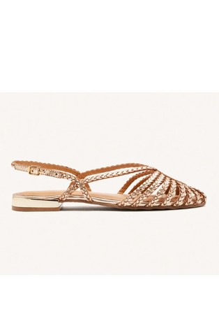 Braided metallic-leather slingback ballet flats