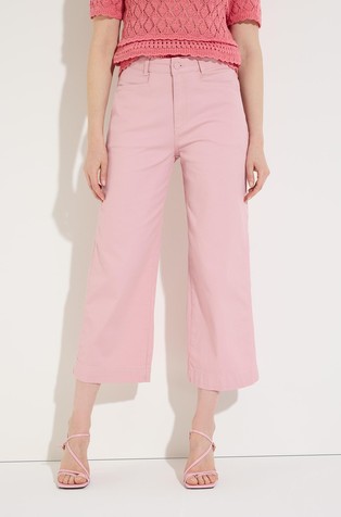 Cropped stretch cotton trousers