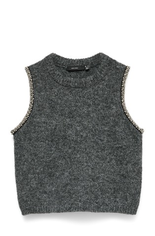 VMFIRENZE pleten prsluk s perlicama