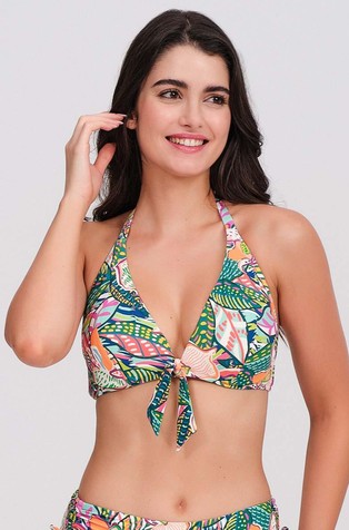Bikini top with floral print